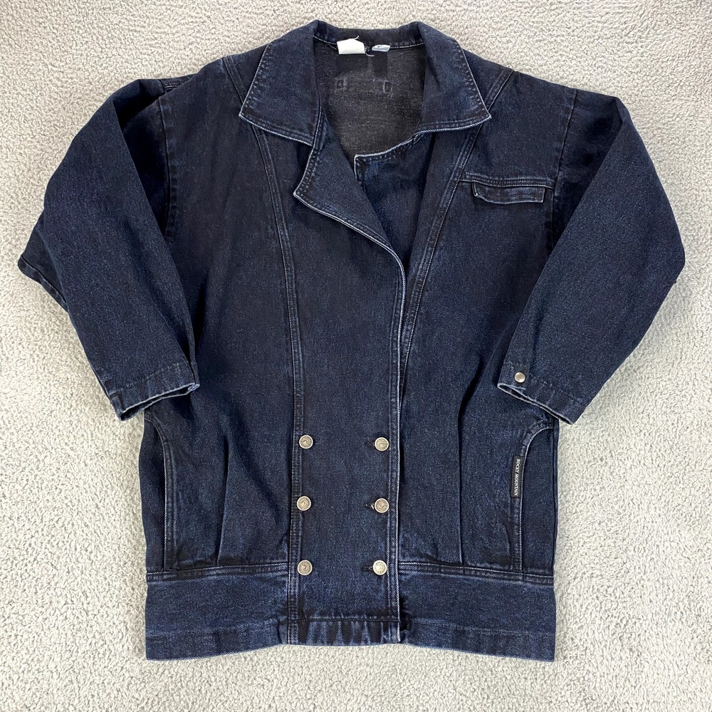 VTG Rocky Mountain Indigo Denim Chore Cowgirl Double Breasted Jacket Medium USA